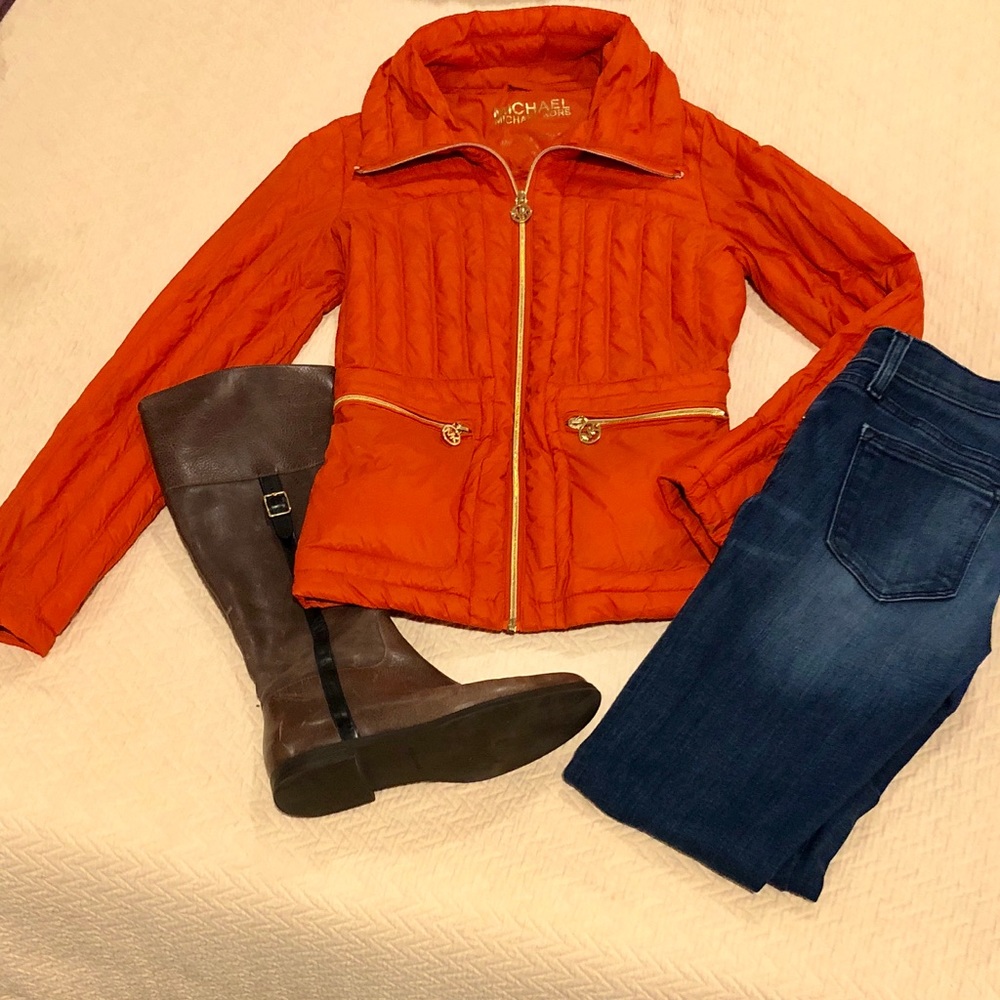 Michael Kors Orange Lightweight Down Coat w/bag